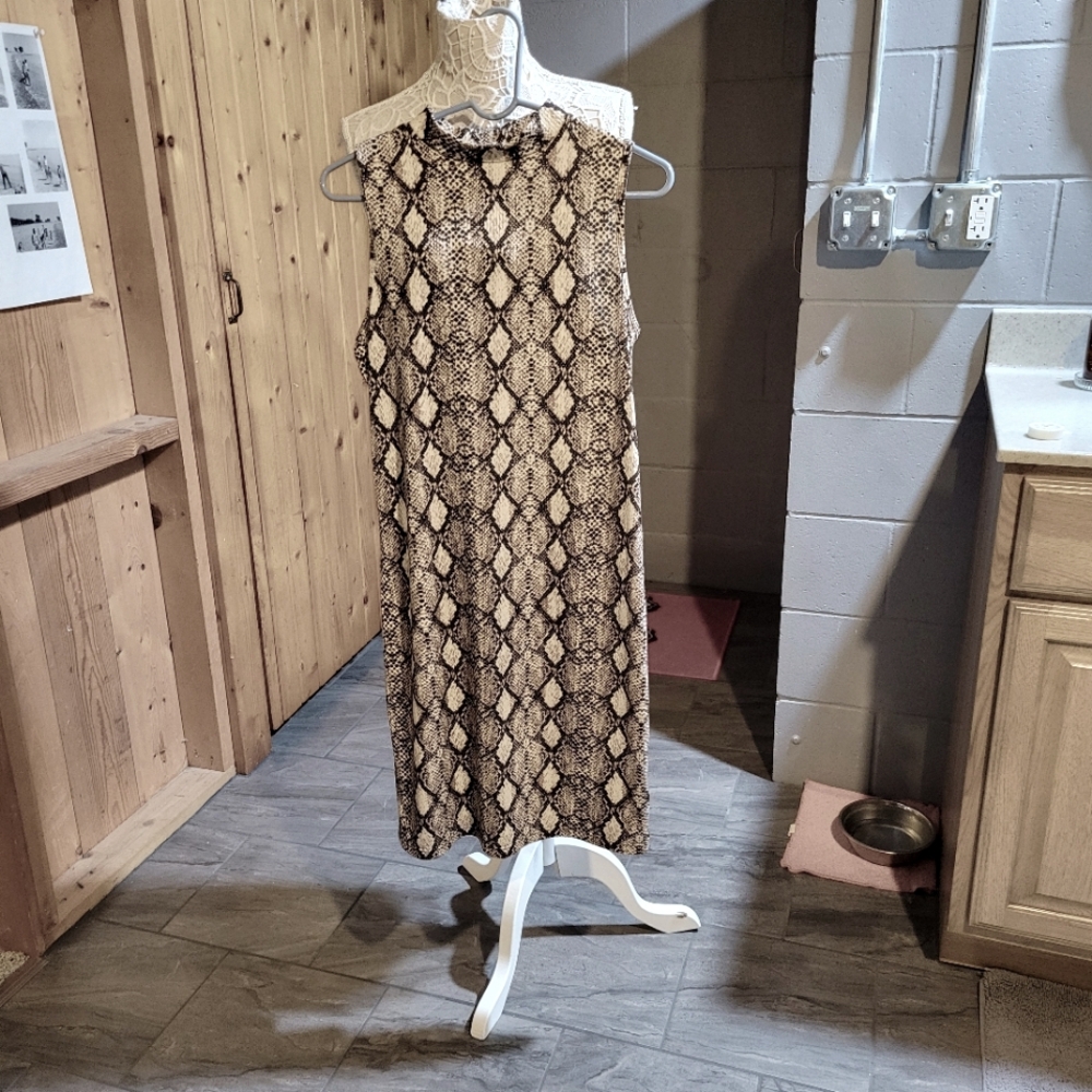 Olivia Rae ribbed sleeveless snake print dress